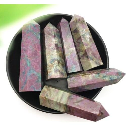 1PC Natural New Ruby Fuchsite Quartz Crystal Point Single Terminated Tower Chakra Healing Gemstone Home Decor