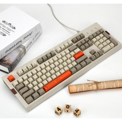 AJAZZ AK510 104 Keys Cherry Mx Red Switch Programmable Macro Function PBT SA Spherical Keycap Retro Wired Mechanical Keyboard