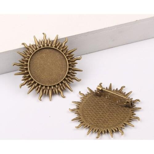 Reidgaller 10pcs antique bronze fit 25mm glass cabochon brooch bases blank cameo settings diy jewelry findings