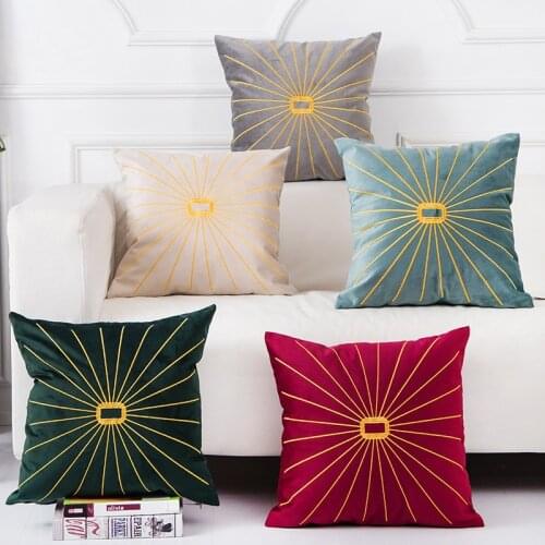 Luxurious Golden Bronzing Thick Velvet Pillow Cushion Cover45*45 Geometric kussenhoes coussin Decor Home Decorative funda cojin