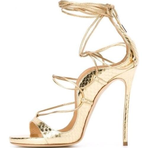 Gladiator Sandals Women Cross Tied Lace-up Patent Leather Sexy Design Women Line Style High Heel Sanda Summer Party Femme Shoes