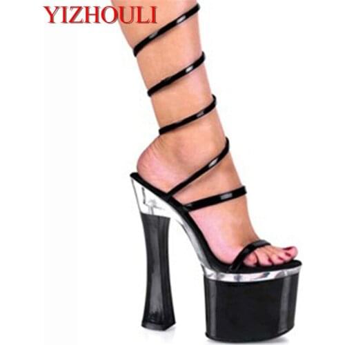 18 cm square heel sandals, performance/star model shoes, nightclub princess sexy stage runway sandals