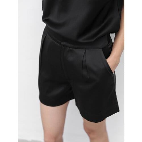 JIUNINE Original design heavy silk shorts female mulberry silk outer wear leggings thin black casual shorts for women