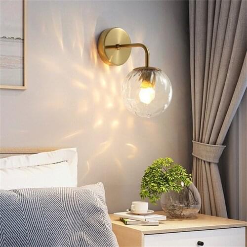 Modern Nordic Wall Lamp Glass Ball Retro Wall Light Dining Bedroom Bedside Wall Sconces Passage Corridor Wall light AC85-265V