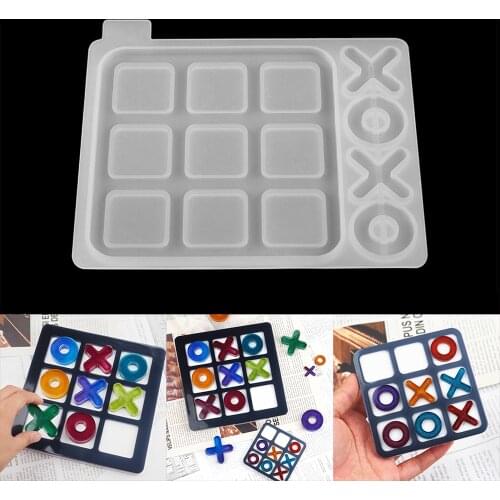 Tic-Tac-Toe 13x11cm Ox Chess Game Epoxy Resin Mold Mirror Silicone Mold For DIY Resin UV Epoxy Jewelry Handmade Making Tools