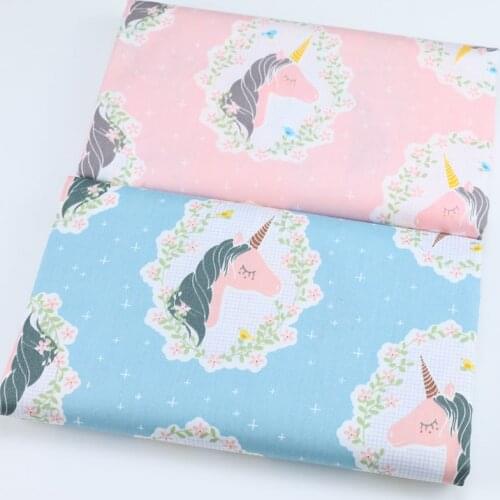 Pink Blue Unicorn Printed 100% Cotton Fabric For Baby Dress Tissus au Metre Diy Sewing Decor Tecido Telas para crib patchwork