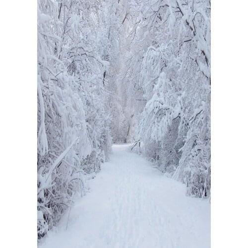 VinylBDS White Snow Backdrop Photography White Tree Winter Background For Children Photo Backdrops