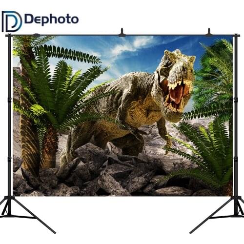 DePhoto Vinyl Photography Background Jurassic 3D Dinosaur Park Backdrop Photo Studio Children Birthday Party Photocall