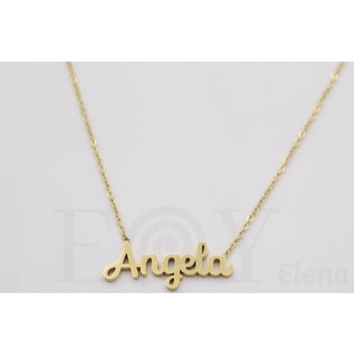 Collar De Acero Inox Con Nombre De Angela Color Dorado Alta Calidad Envió Desde España