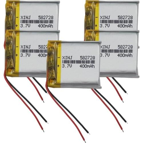 XINJ 5pcs 3.7V 400 mAh Lithium Polymer Battery li-po For smart watch Telephone watches Bluetooth navigation Music player 582728