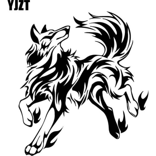YJZT 16.3CM*18.1CM Wolf Fashion Handsome Car Stickers Bumper Accessories Vinyl Decal Black/Silver C4-1104