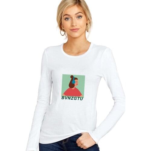 SXYTXE Women Basic Long Sleeve Crew Neck BVNZGTU Printed T-Shirt Casual Fitted Cotton Tops