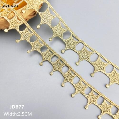 Zsbszc new 2 yards Width 2.5CM 2CM sew gold lace trim braid lace DIY garment accessories macrame embroidery lace free ship JDB77