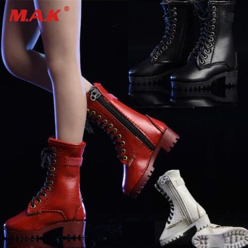 1/6 Scale 19XG43 VSTOYS Female Boots Model Black/white/red Zipper Shoes Fit 12'' Female PH HT Figure Body in stock