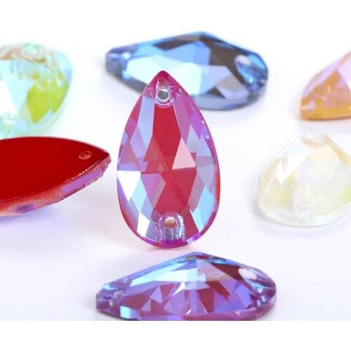 11x18mm Flatback Rhinestones Drop Stone For Clothes Garment Mocha Fluorescence Sew On Stones K9 Glass Strass