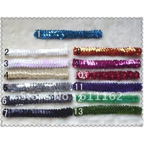 2013 best sale 300pcs New Designs- 1'' sequin headbands mix color baby headbands for girl stretch