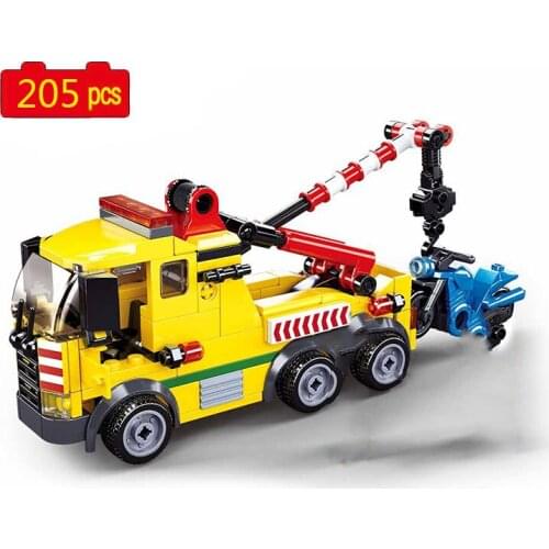 2021 City Traffic Series Road wrecker emergency maintenance crane mini motorcycle DIY Model Building Blocks Bricks Toys Gifts