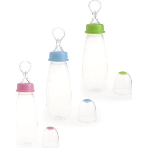 240ML Baby Squeeze Spoon Milk Food Support Bottle Newborn Rice Bottle Infant Drinking Training Cups