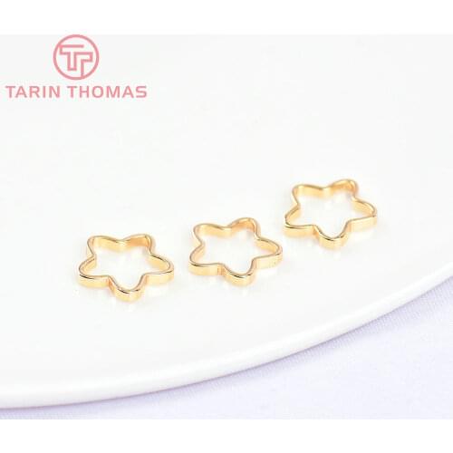 20PCS 8MM 24K Champagne Gold Color Plated Brass Plum Flower Closed Rings High Quality Diy Jewelry Accessories
