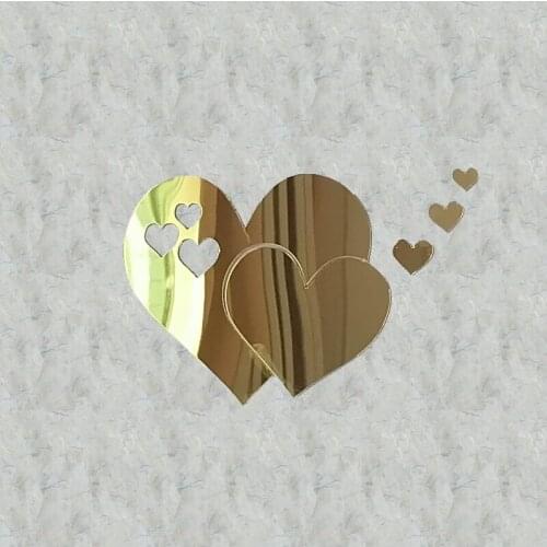 3D Acrylic Love Heart Mirror Wall Sticker Kitchen Bathroom Tiles Wall Sticker Mirror Stick On Decal Home DIY Love Craft Decor