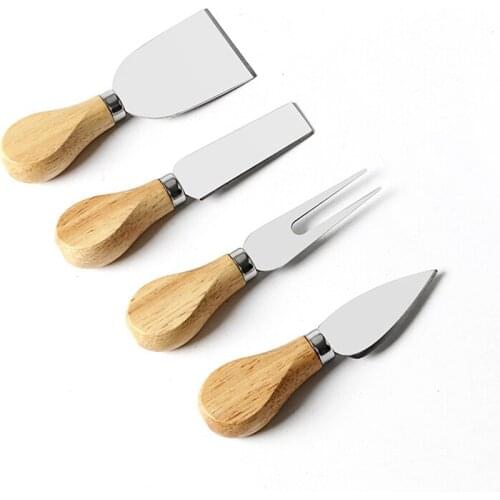 4PCS/Set Cheese Knife Wooden Handle Cheedse Cutter Pizza Bread Slicer Kitchen Cooking Baking Tools