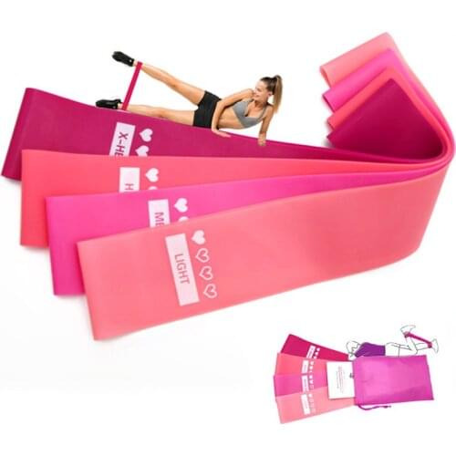 4PCS Natural Latex Rally Belt Yoga Elastic Band Sports Fitness Resistance Band Rally Circle New Gradient pink
