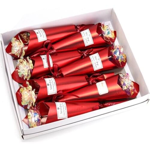 8Pcs Gold Foil Imitation 24K Color Gold Rose Flower Valentines Day Gift for Girlfriend