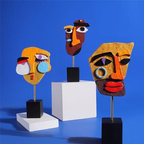 Abstract Human Face Statue Sculpture Modern Resin Home Decoration Ornament Craft for Table Living Room Shop Art Sculpture