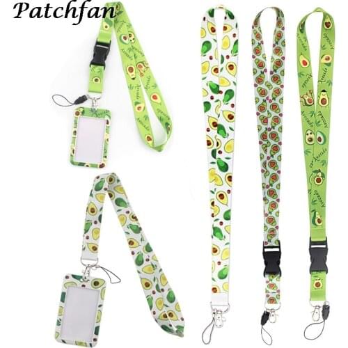 AD394 Patchfan Cartoon Avocado Lanyard Keychain keys Badge ID Mobile Phone Rope Kids Gifts Lanyard With Card Holder Cover