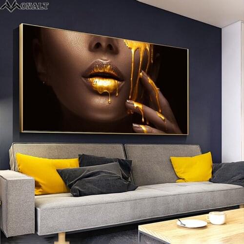 African Art Black and Gold Woman Posters Room Decoration Abstract Canvas Painting Nordic HD Bedside wall Figure print picture