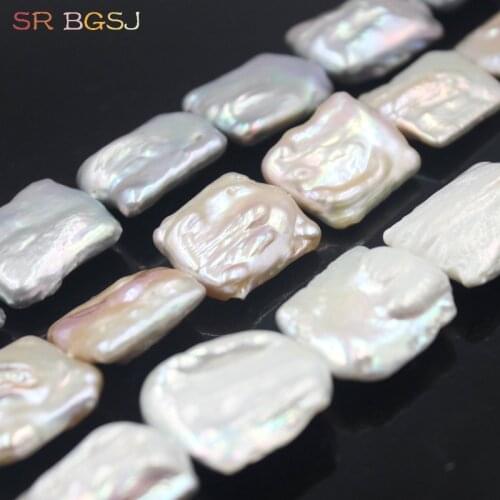 Free Shipping 18x22mm Rectangle AA Reborn Baroque Freshwater Pearl Jewelry Craft Loose DIY Big Pearls Beads Strand 15"