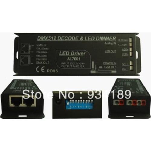 Free Shipping Multiple led driver, DMX dimmable & 0-10V dimming signal control, 1Ch DC12V-24V output 10A / 240W Model:AL7001