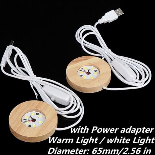 Wooden LED Light Dispaly Base Crystal Glass Resin Art Ornament Wooden Night Lamp Base LED Light Rotating Display Stand