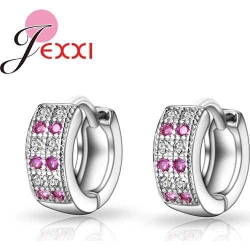 Hot Sale Big Promotion 925 Sterling Silver Earrings For Woman Girl Hoop Crystal Rhinestone Red Women Ear Accessories Earring