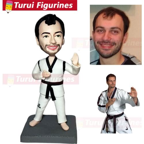 Karate Tae Kwon figurine custom bobblehead figurines personalized bobble head polymer clay ceramic figurine doll gift