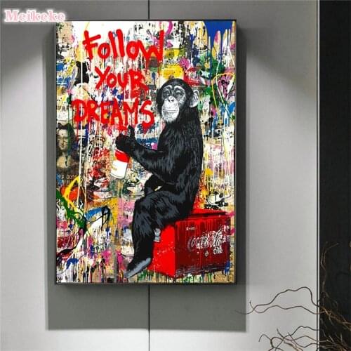 Follow Your Dreams Street Wall Graffiti Art Canvas Paintings Abstract Art Canvas Prints for Kids Room Cuadros Home Decoration