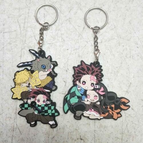 Kimetsu no Yaiba Anime Action Key Chain Silica Gel Figure Keyring Toys Keychain Keyholder Unisex Gifts NEW
