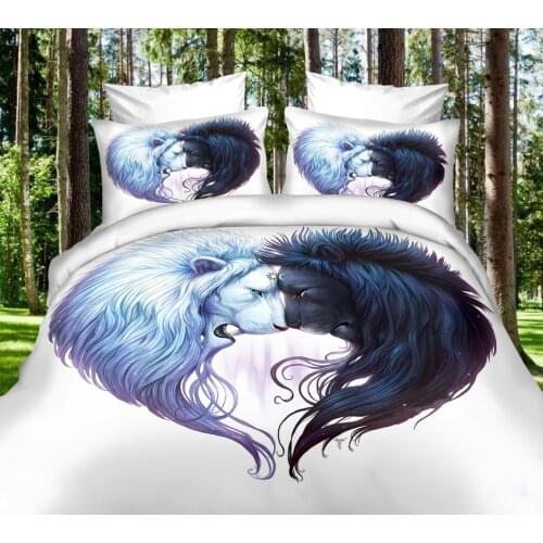 Lion Bedding Set Single Twin Full Queen King Size Animal Tag Lion Wolf Bed Set Childrens Kid Bedroom Duvetcover Sets 013