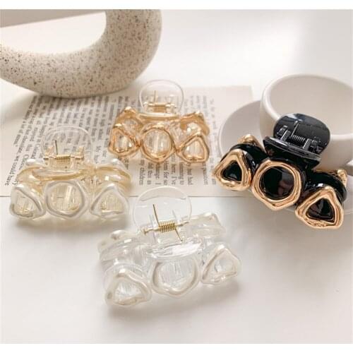 Korean Japan Vintage Geometric Women Hair Claws Clips Headwear Girl Fashion Big Size Woman Hair Accessories Ornament