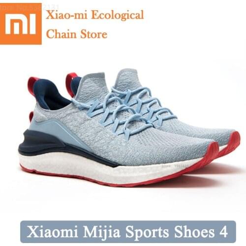 Xiaomi Mijia Sneaker 4 Running Shoes Fishbone Lock System Elastic Knit Vamp Shock-absorbing Men Sports Fitness Shoes PK Mijia 2