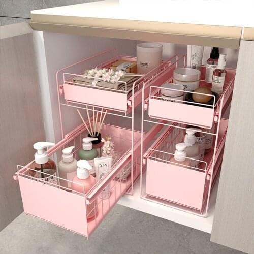 Kitchen shelf Multi layer storage shelf with drawdown trough Table top retractable cabinet lower storage shelf organizer