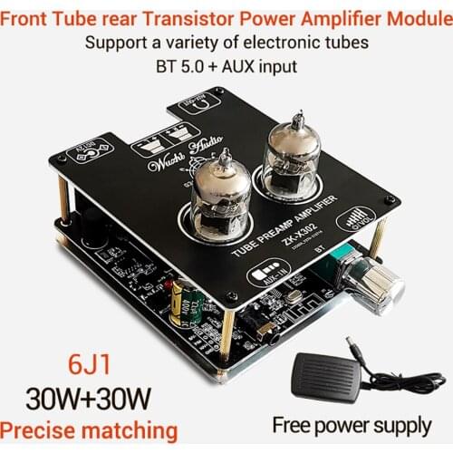 X302 Bluetooth 5.0 tube amplifier power amplifier module 6J1 tube front stage accurate pairing fever HIFI power supply
