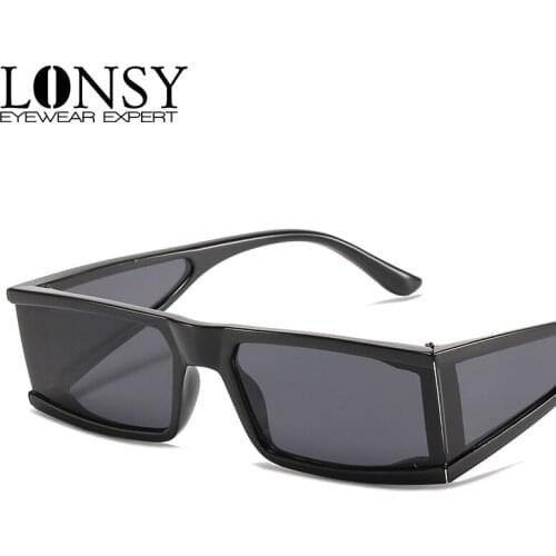 LONSY Fashion Rectangle Punk Sunglasses Women/Men Luxury Brand Design Sun Glasses Shades For Vintage Women Mirror Eyewear UV400