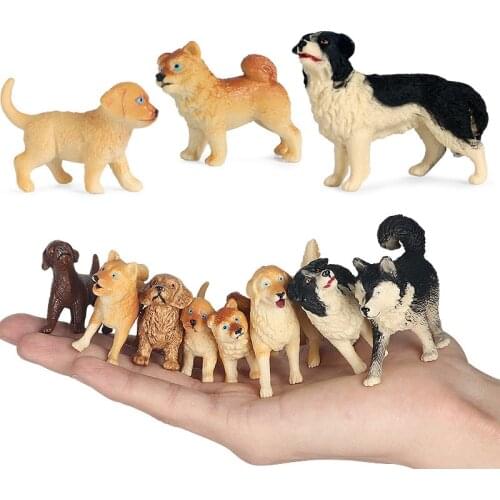New 8pcs/set Miniature Simulation Pet Dog Model Solid Golden Retriever Shiba Inu Husky PVC Action Toy Figure Kid Collection Gift