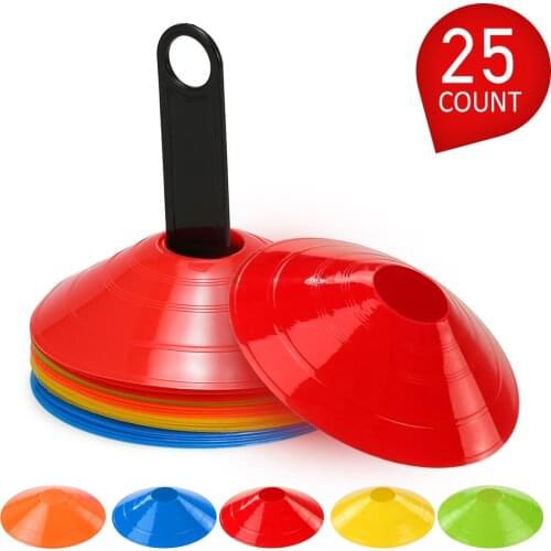 15pcs/25pcs Disc Cone Set Multi Sport Training Space Cones with Plastic Stand Holder for Soccer Football Ball Game Disc