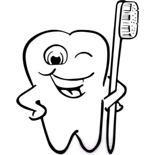 LLY-1762 Cartoon Funny Tooth Styling Decal PVC Fashion Auto Motorcycle Sunscreen Waterproof Creativity Self-adhesive Decals