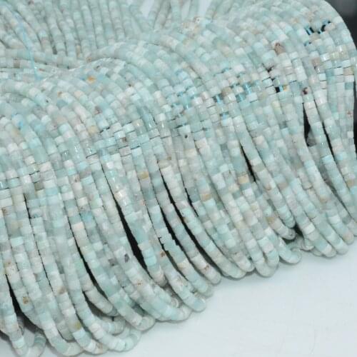 Natural Simple Quality Larimar Irregular Flat Tube / Heishi Beads 2x3mm
