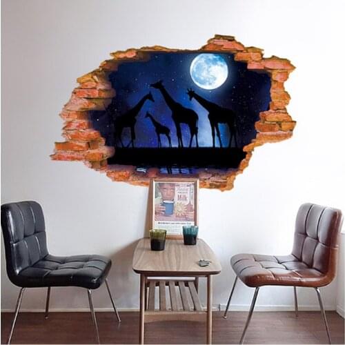 New Product 3d Starry Sky Giraffe Living Room Bedroom Background Decoration Removable Wall Stickers