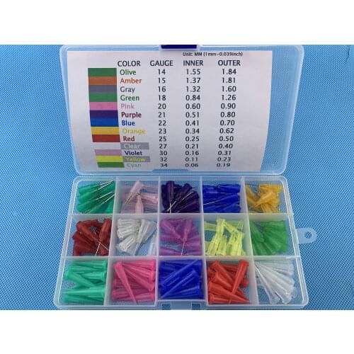 Dispense tips sample assortment 18 gauge ~ 34 gauge combo