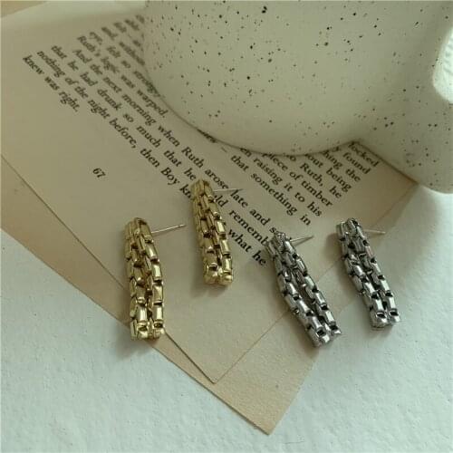 Orgin Summer Minimalist Metal Chunky Curb Chain Dangle Earrings for Women Irregular Long Party Earrings Jewelry Accessories